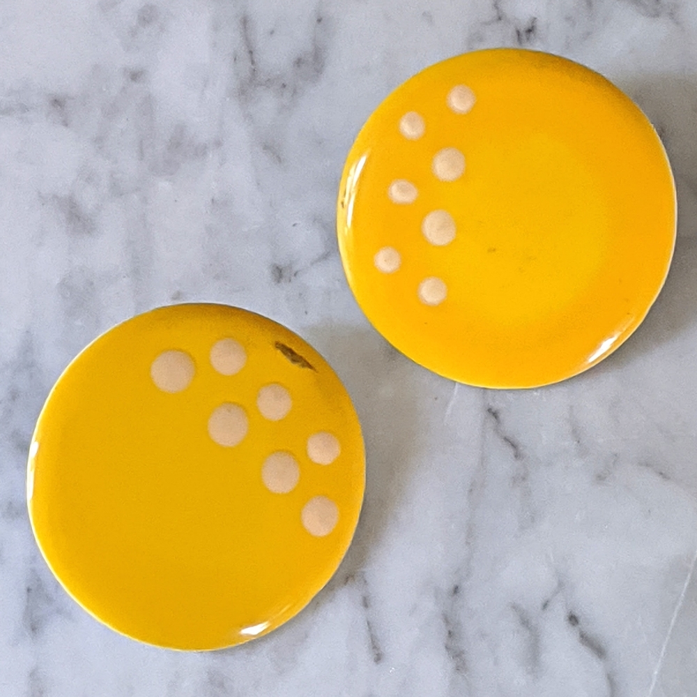 Vintage Yellow Enamel Stud Earrings